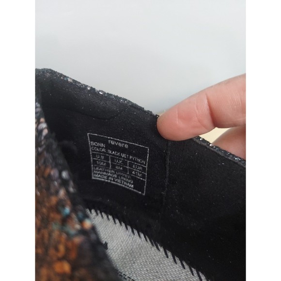 Revere Bonn Women's Leather Black Metallic Python Mary Jane Shoes size 1… - Picture 7 of 8